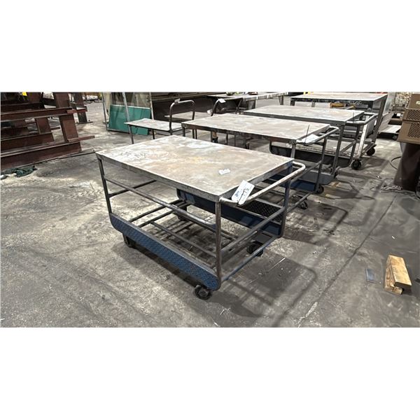 METAL MOBILE SHOP CART- MEASURES APPROX 45"L X 29"D X 35"H