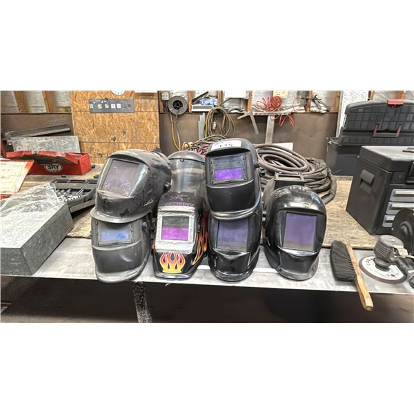LARGE GROUP OF ASSORTED WELDING HELMETS & FACE SHIELDS