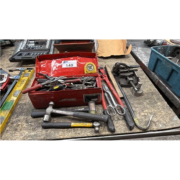 GROUP OF ASSORTED HAND TOOLS & SMALL CRAFTSMAN TOOL BOX