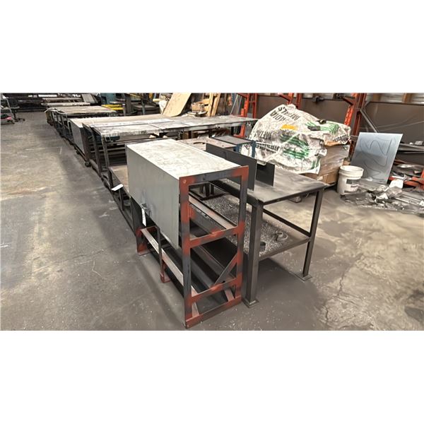 SMALL METAL SHOP TABLE & METAL STORAGE RACK WITH TOP COVER