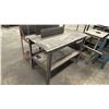 Image 4 : SMALL METAL SHOP TABLE & METAL STORAGE RACK WITH TOP COVER