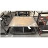 Image 2 : SMALL METAL MOBILE SHOP TABLE & 2 SMALL METAL STANDS