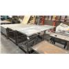 Image 1 : LARGE METAL MOBILE SHOP TABLE WITH TABLE TOP MATERIAL ROLLER & SCRAP METAL