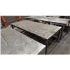 Image 2 : LARGE METAL FRAME/WOOD TOP WITH METAL COVER MOBILE SHOP TABLE- MEASURES APPROX 84"L X 36"D X 34"H