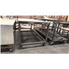 Image 3 : LARGE METAL FRAME/WOOD TOP WITH METAL COVER MOBILE SHOP TABLE- MEASURES APPROX 84"L X 36"D X 34"H