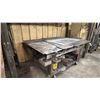 Image 2 : LARGE METAL MOBILE SHOP TABLE WITH ASSORTED SCRAP METAL CONTENTS