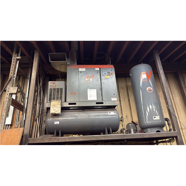 DV SYSTEMS G25 INDUSTRIAL 3 PHASE ROTARY SCREW AIR COMPRESSOR SYSTEM WITH CSC300 CONTROLLER &