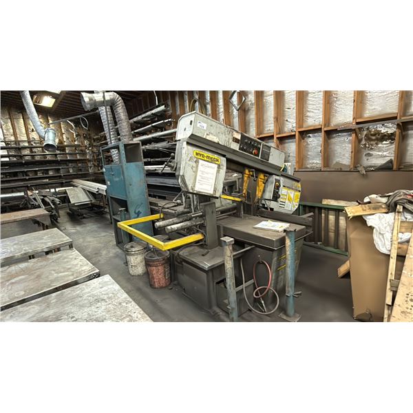 HYD-MECH S-20A SERIES II FULLY AUTOMATIC HORIZONTAL PIVOT STYLE BANDSAW WITH APPROX 8' MATERIAL
