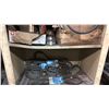 Image 5 : BEIGE 2 DOOR CONSUMABLES CABINET WITH ASSORTED SHOP CONTENTS- WELDING WIRE, GOODYEAR BELTS,