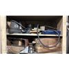 Image 6 : BEIGE 2 DOOR CONSUMABLES CABINET WITH ASSORTED SHOP CONTENTS- WELDING WIRE, GOODYEAR BELTS,