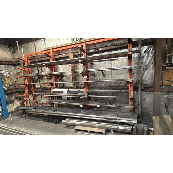 CONTENTS OF CANTILEVER RACK- PRESS BRAKE DIES & ASSORTED METAL