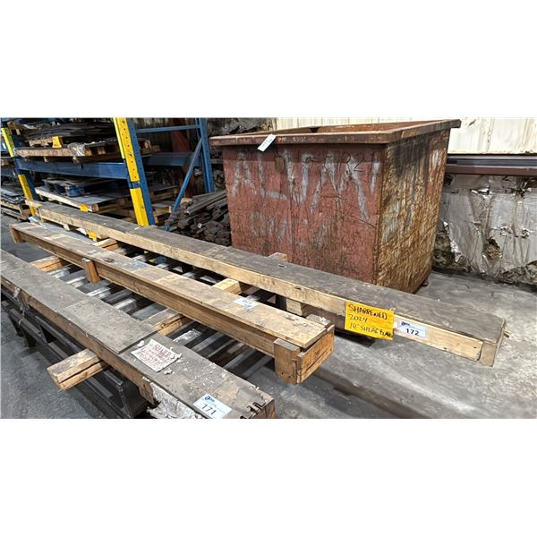 WOODEN CRATE OF INDUSTRIAL SHEAR BLADES APPROX 14"L  *2 PCS*