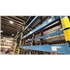 Image 4 : 6 BAYS OF BLUE PALLET RACKING-(7) 16' UPRIGHTS (54) 10' 7" SIDE RAILS WITH ASSORTED WOODEN BEAMS