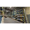 Image 1 : 7 BAYS OF BLUE PALLET RACKING-(8) 16' UPRIGHTS (100) 9' SIDE RAILS WITH ASSORTED WOODEN BEAMS