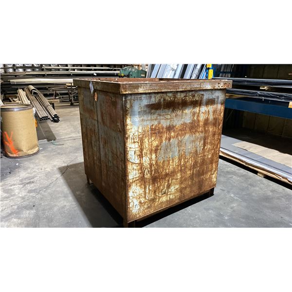 LARGE METAL SCRAP BIN APPROX 52" X 52" X 54"H