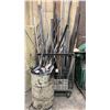 Image 1 : MOBILE MATERIAL CART WITH ASSORTED METAL STOCK MATERIAL & BARREL OF SCRAP PIECES