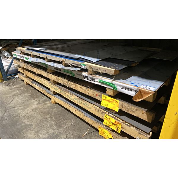 FIVE SKIDS OF FABRICATING SHEET METAL OFF CUTS- ASSORTED SIZES 10 & 12 GAUGE STEEL
