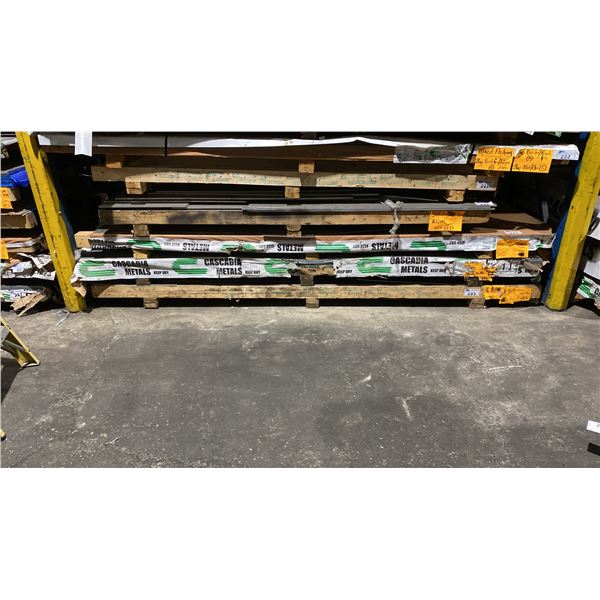 SIX SKIDS OF FABRICATING SHEET METAL- MIXED FLASHING, ALUMINUM OFF CUTS, ALUMINUM CHECKER PLATE,