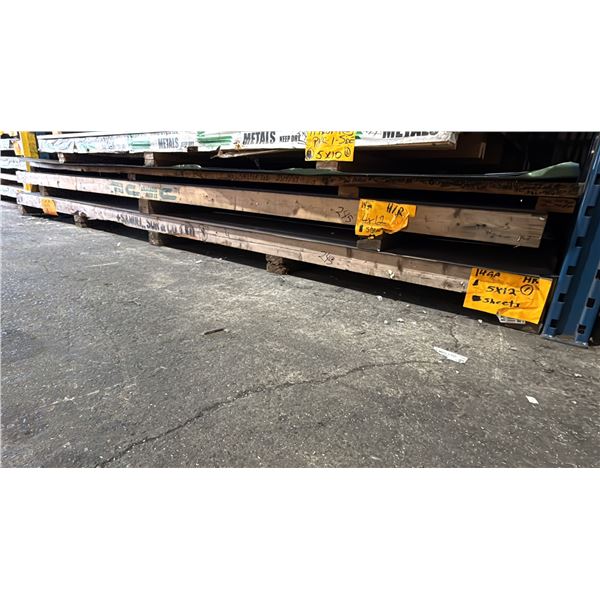 TWO SKIDS OF FABRICATING SHEET METAL- 14 GAUGE H/R 4X12, 14 GAUGE H/R 5X12 APPROX 9 SHEETS
