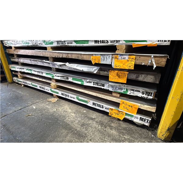 FIVE SKIDS OF FABRICATING SHEET METAL- 11 GAUGE ALUMINUM 4X10 PVC, 22 GAUGE ALUMINUM 4X10,