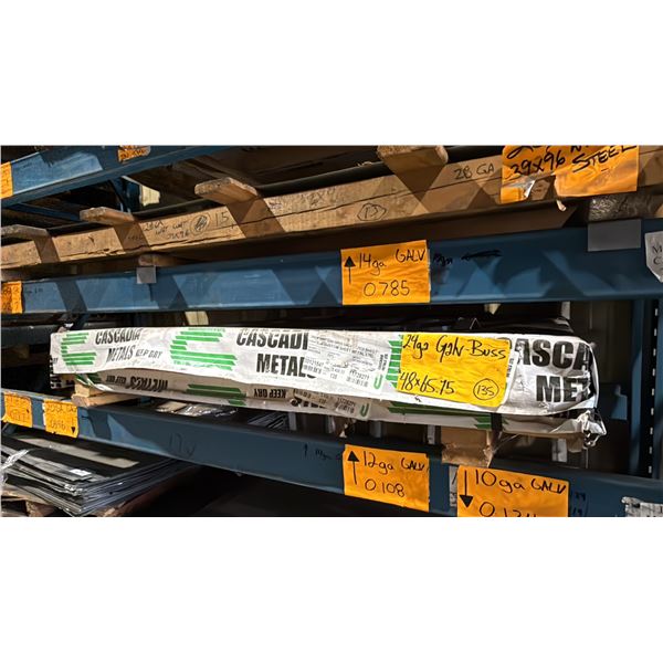 ONE SKID OF FABRICATING SHEET METAL- 24 GAUGE GALVANIZED 48"X65.75" 135 SHEETS