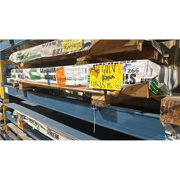ONE SKID OF FABRICATING SHEET METAL- 24 GAUGE GALVANIZED 48"X 65.75" APPROX 125 SHEETS