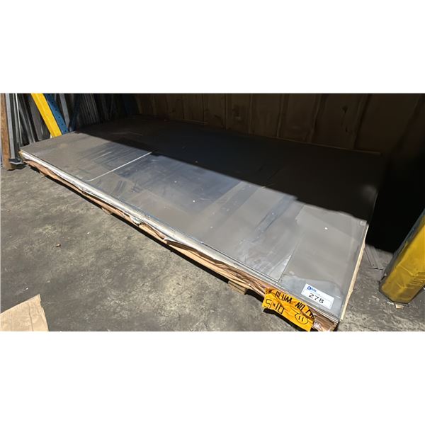 ONE SKID OF FABRICATING SHEET METAL- 1/8 ALUMINUM NO PVC 5X10 APPROX 10 SHEETS
