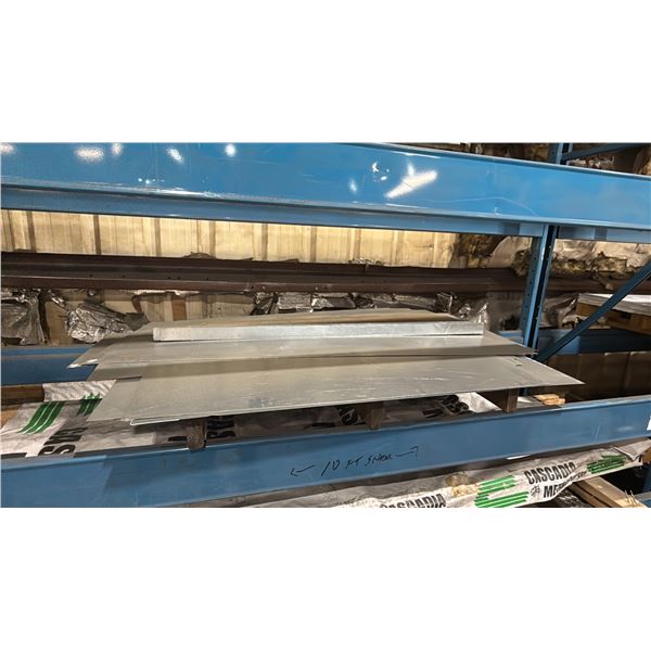 ONE PALLET OF FABRICATING SHEET METAL- ASSORTED SIZE CUTS/PIECES APPROX 10 PCS