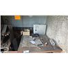 Image 2 : METAL SHOP TABLE, SMALL METAL TABLE, CART, SMALL WORK STATION WITH ASSORTED SHOP ITEMS