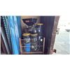 Image 1 : METAL CRATE WITH ASSORTED HYDRAULIC FLUID & SALT SPREADER