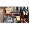 Image 2 : ORANGE METAL SHELVING UNIT WITH ASSORTED METAL PIECES, BRACKETS & RACKING PARTS
