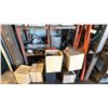 Image 3 : ORANGE METAL SHELVING UNIT WITH ASSORTED METAL PIECES, BRACKETS & RACKING PARTS