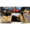 Image 6 : ORANGE METAL SHELVING UNIT WITH ASSORTED METAL PIECES, BRACKETS & RACKING PARTS