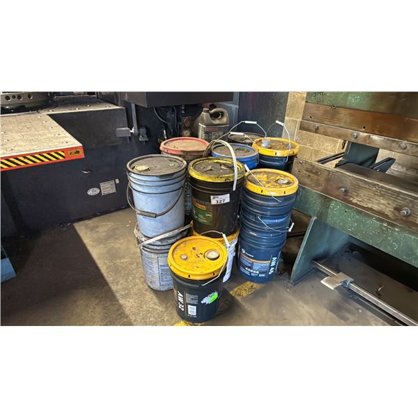 LARGE GROUP OF ASSORTED HYDRAULIC FLUID, CUTTING OIL & LUBRICANT