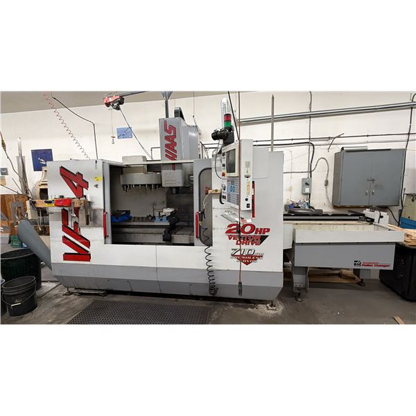HAAS VF-4 40-TAPER VERTICAL MILL WITH HAAS AUTOMATIC PALLET CHANGER, INSTALLED BITS, KURT VISE, GS