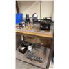 Image 2 : 4-TIER METAL SHELVING UNIT WITH ASSORTED METAL LATHE ATTACHMENTS CONTENTS