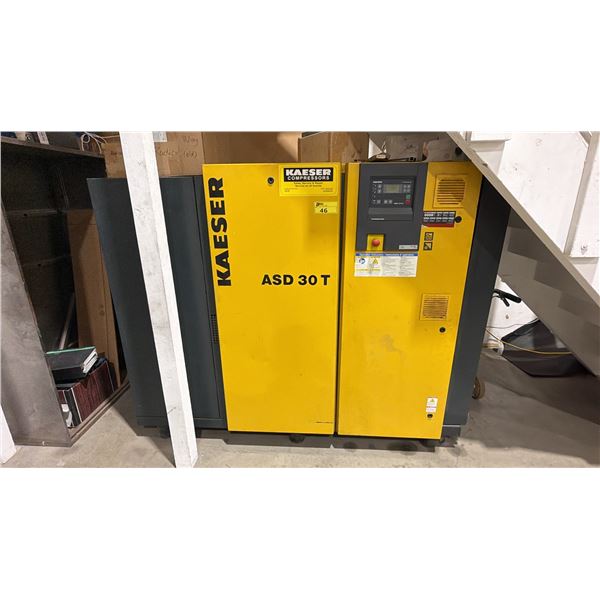 KAESER ASD30T INDUSTRIAL DIRECT-DRIVE ROTARY SCREW AIR COMPRESSOR S/N: 1020 APPROX 6FT X 32IN X 5FT