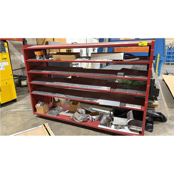PORTABLE 6-TIER METAL RACK WITH ASSORTED ALUMINUM & STEEL CONTENTS 90IN X 25IN X 62IN