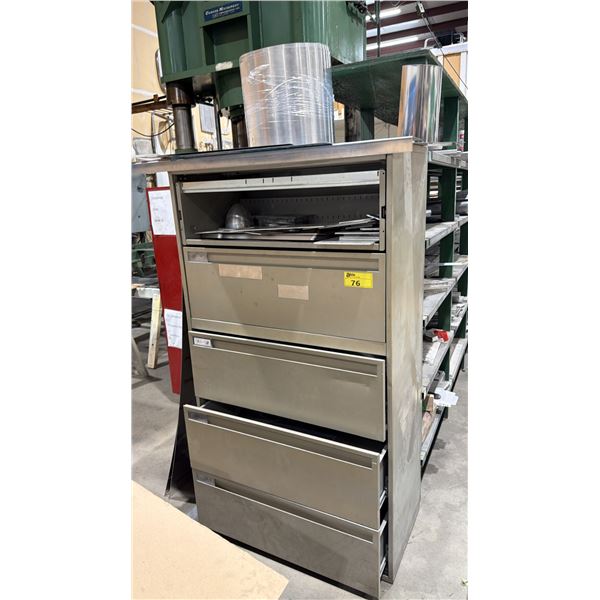 5-DRAWER METAL FILE CABINET WITH ASSORTED ALUMINUM CONTENTS APPROX 3FT X 18IN X 65IN *MUST TAKE ALL*