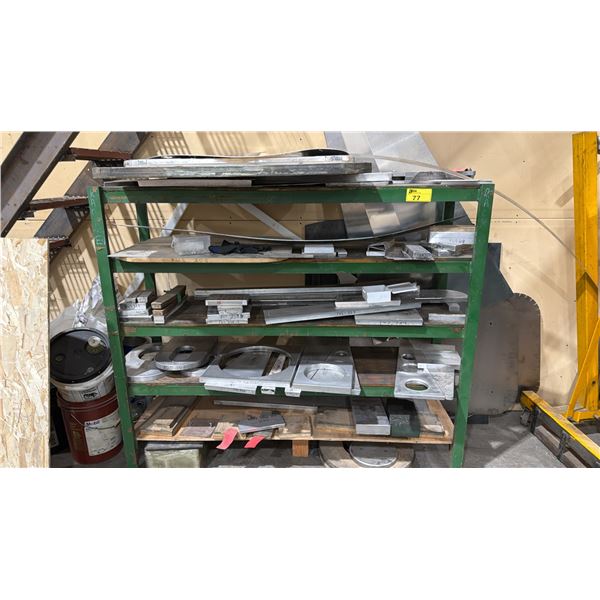 STEEL SHELVING UNIT WITH ASSORTED ALUMINUM CONTENTS APPROX 56IN X 20IN X 57IN *MUST TAKE ALL*