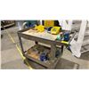 Image 1 : 4-WHEEL 2-TIER PLASTIC PUSH CART WITH ASSORTED RIVETS & BITS CONTENTS