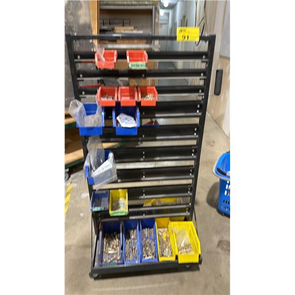 PORTABLE METAL RACK WITH ASSORTED RIVETS, WASHERS, BOLTS & NUTS CONTENTS