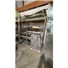 Image 5 : 4-TIER SHELVING UNIT WITH ASSORTED CONTENTS INCLUDING; ALUMINUM PARTS, WOOD BLOCKS, OIL CAN,