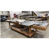 Image 1 : LARGE 2-TIER PORTABLE WOOD TABLE WITH ASSORTED ALUMINUM AIRPLANE PARTS CONTENTS *MUST TAKE ALL*
