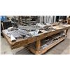 Image 2 : LARGE 2-TIER PORTABLE WOOD TABLE WITH ASSORTED ALUMINUM AIRPLANE PARTS CONTENTS *MUST TAKE ALL*