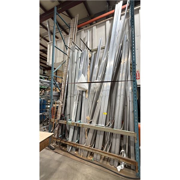 PALLET RACKING SECTINO OF ASSORTED LENGTHS, SIZES & SHAPES OF ALUMINUM UP TO 20FT LONG