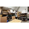 Image 1 : CORNER OF ASSORTED ITEMS INCLUDING; CRAFTSMAN TABLE SAW, STEEL SHELVING UNITS WITH CONTENTS,