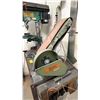 Image 3 : 2-TIER WOOD SHELVING UNIT WITH BUSY BEE INDUSTRIAL BELT SANDER, GRIZZLY G7943 BENCH DRILL PRESS &
