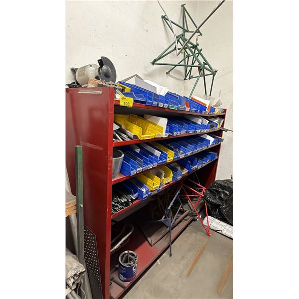 PORTABLE METAL SHELVING UNIT WITH ASSORTED FABRICATED METAL PARTS CONTENTS *MUST TAKE ALL*