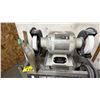 Image 1 : POWERSONIC SMG110P BENCH GRINDER & ALUMINUM STAND *GRINDER ATTACHED TO WALL, REQUIRES DISMANTLE*